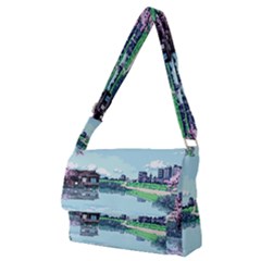 Japanese Themed Pixel Art The Urban And Rural Side Of Japan Full Print Messenger Bag (M)