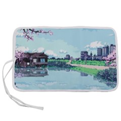 Japanese Themed Pixel Art The Urban And Rural Side Of Japan Pen Storage Case (M)