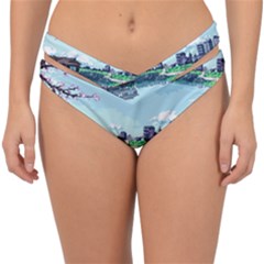 Japanese Themed Pixel Art The Urban And Rural Side Of Japan Double Strap Halter Bikini Bottoms