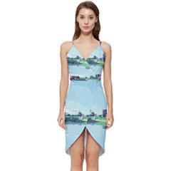 Japanese Themed Pixel Art The Urban And Rural Side Of Japan Wrap Frill Dress