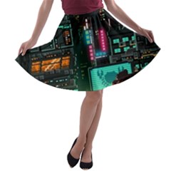 Video Game Pixel Art A-line Skater Skirt