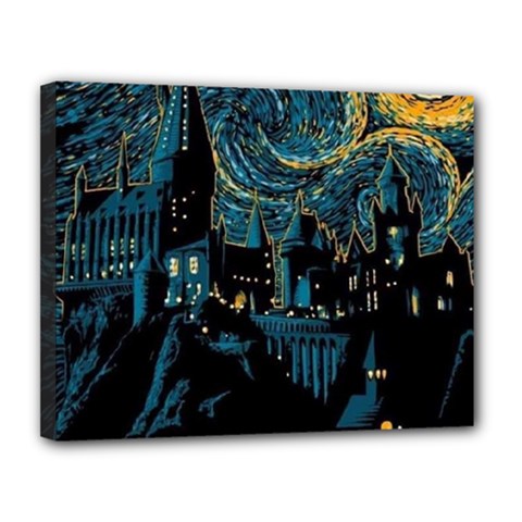 Hogwarts Starry Night Van Gogh Canvas 14  X 11  (stretched)