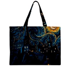 Hogwarts Starry Night Van Gogh Zipper Mini Tote Bag