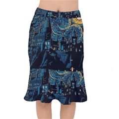 Hogwarts Starry Night Van Gogh Short Mermaid Skirt