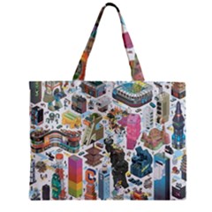 City Pattern Pixel Art Japan Zipper Mini Tote Bag