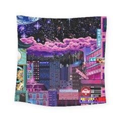 Retro City Pixel Square Tapestry (small)