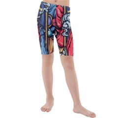 Japan Art Aesthetic Kids  Mid Length Swim Shorts