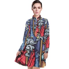 Japan Art Aesthetic Long Sleeve Chiffon Shirt Dress