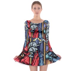 Japan Art Aesthetic Long Sleeve Skater Dress