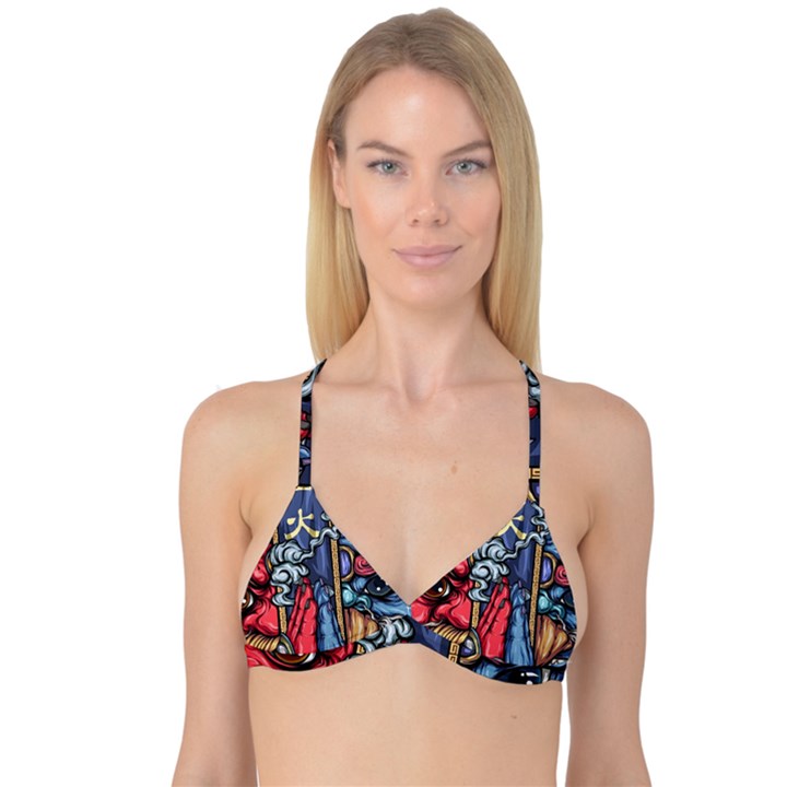 Japan Art Aesthetic Reversible Tri Bikini Top