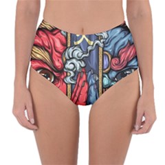 Japan Art Aesthetic Reversible High-Waist Bikini Bottoms