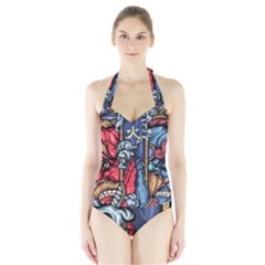 Japan Art Aesthetic Halter Swimsuit