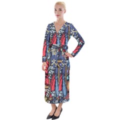 Japan Art Aesthetic Velvet Maxi Wrap Dress