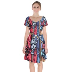 Japan Art Aesthetic Short Sleeve Bardot Dress