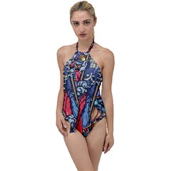 Japan Art Aesthetic Go with the Flow One Piece Swimsuit