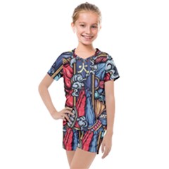 Japan Art Aesthetic Kids  Mesh T-Shirt and Shorts Set