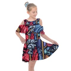 Japan Art Aesthetic Kids  Shoulder Cutout Chiffon Dress