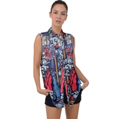 Japan Art Aesthetic Sleeveless Chiffon Button Shirt