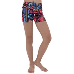 Japan Art Aesthetic Kids  Lightweight Velour Yoga Shorts