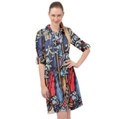 Japan Art Aesthetic Long Sleeve Mini Shirt Dress