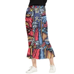 Japan Art Aesthetic Maxi Fishtail Chiffon Skirt