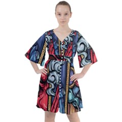 Japan Art Aesthetic Boho Button Up Dress