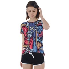 Japan Art Aesthetic Short Sleeve Open Back T-Shirt