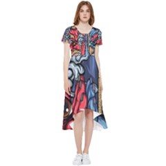 Japan Art Aesthetic High Low Boho Dress