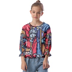 Japan Art Aesthetic Kids  Cuff Sleeve Top