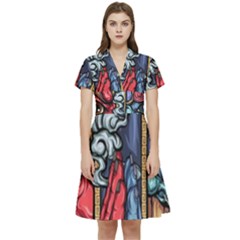 Japan Art Aesthetic Short Sleeve Waist Detail Dress