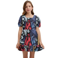 Japan Art Aesthetic Kids  Short Sleeve Dolly Dress