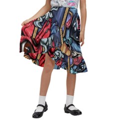 Japan Art Aesthetic Kids  Ruffle Flared Wrap Midi Skirt