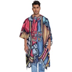 Japan Art Aesthetic Men s Hooded Rain Ponchos