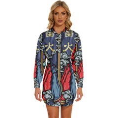 Japan Art Aesthetic Womens Long Sleeve Shirt Dress