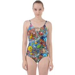 Pixel Art Retro Video Game Cut Out Top Tankini Set