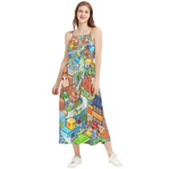 Pixel Art Retro Video Game Boho Sleeveless Summer Dress