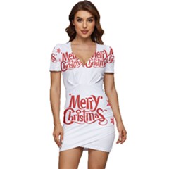 Merry Christmas Low Cut Cap Sleeve Mini Dress