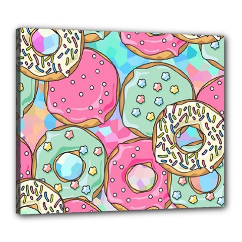 Donut Pattern Texture Colorful Sweet Canvas 24  X 20  (stretched) by Grandong