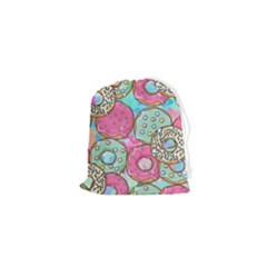 Donut Pattern Texture Colorful Sweet Drawstring Pouch (xs) by Grandong