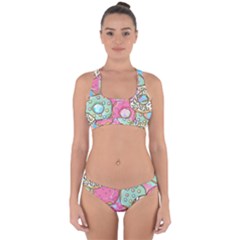 Donut Pattern Texture Colorful Sweet Cross Back Hipster Bikini Set by Grandong