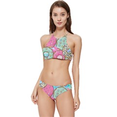 Donut Pattern Texture Colorful Sweet Banded Triangle Bikini Set