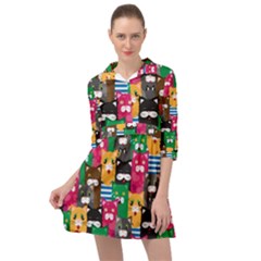 Cats Funny Colorful Pattern Texture Mini Skater Shirt Dress by Grandong