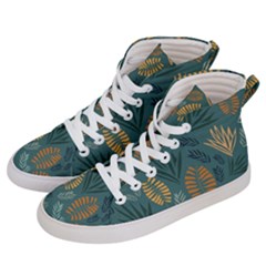 Leaves Pattern Texture Plant Men s Hi-top Skate Sneakers by Grandong