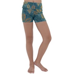 Leaves Pattern Texture Plant Kids  Lightweight Velour Yoga Shorts by Grandong