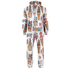 Love Pattern Texture Hooded Jumpsuit (Men)