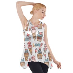 Love Pattern Texture Side Drop Tank Tunic