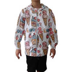 Love Pattern Texture Kids  Hooded Windbreaker