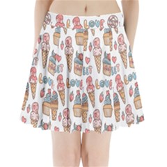 Love Pattern Texture Pleated Mini Skirt