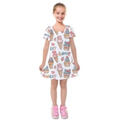 Love Pattern Texture Kids  Short Sleeve Velvet Dress
