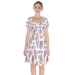 Love Pattern Texture Short Sleeve Bardot Dress